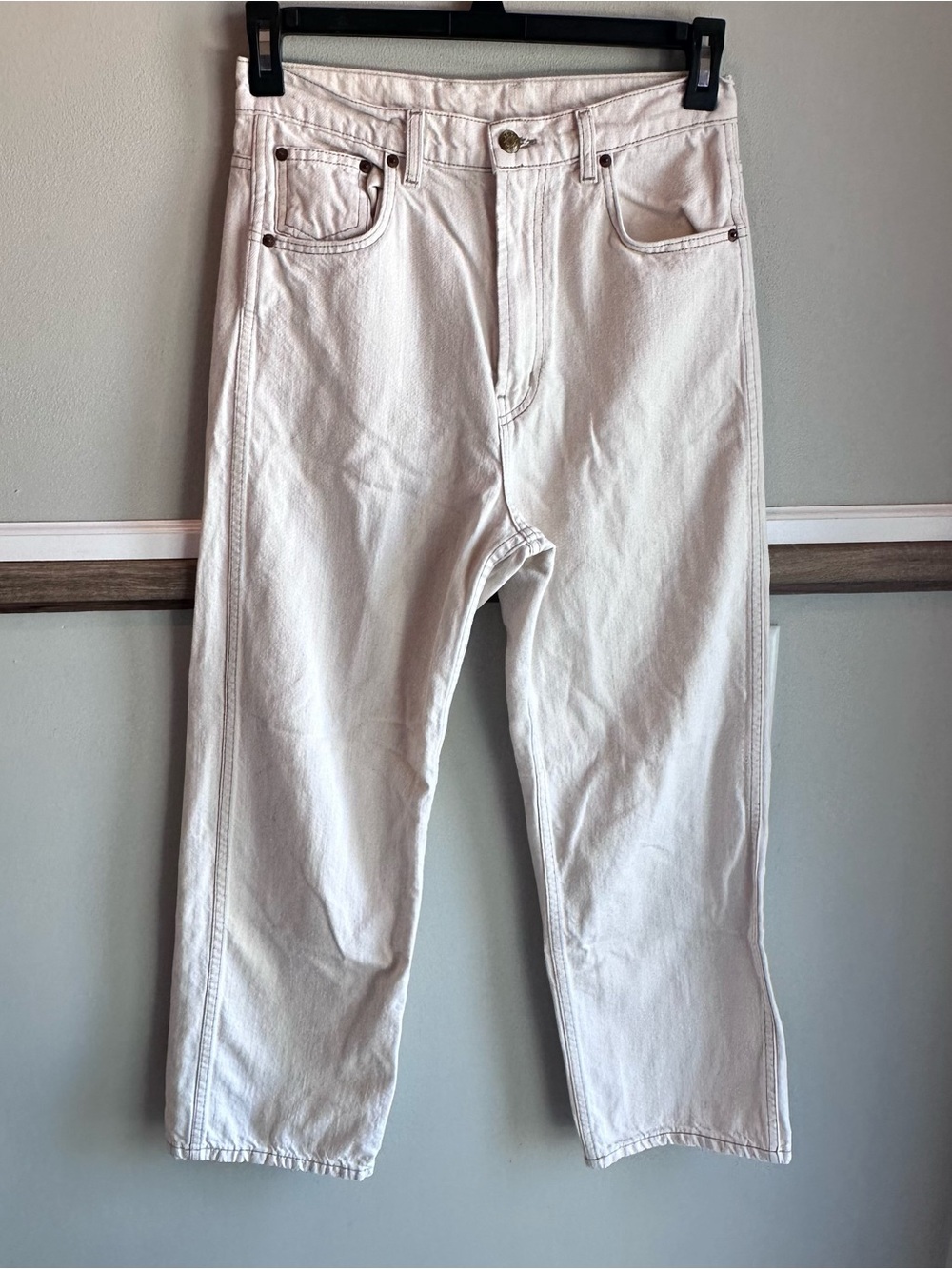 B Sides Plein High Rise Straight Leg Jeans Clair Wash Ivory Cotton